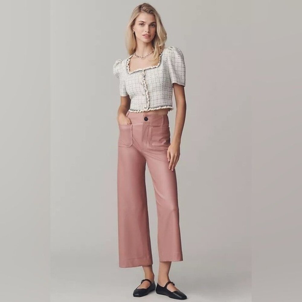 NWT Size 33 - The Colette Faux Leather Crop Wide-Leg Pants Maeve (NWT US$ 148)